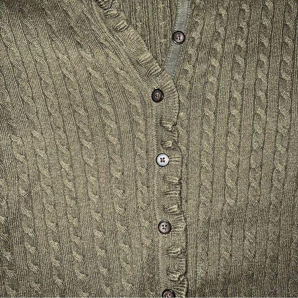 Olive Green Cable Knit Sweater size small - Picture 2 of 7